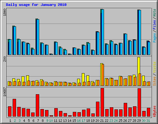 Daily usage for January 2010