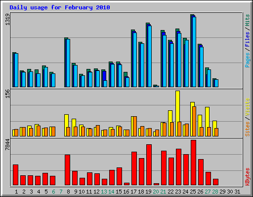 Daily usage for February 2010