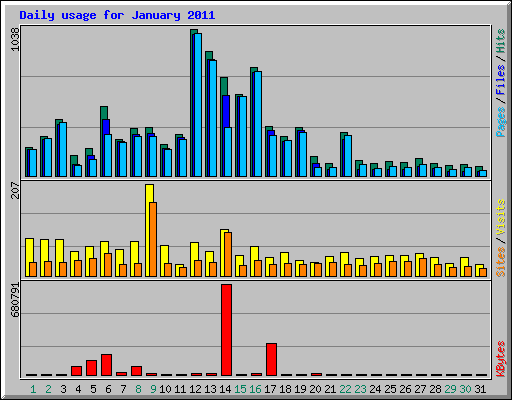 Daily usage for January 2011
