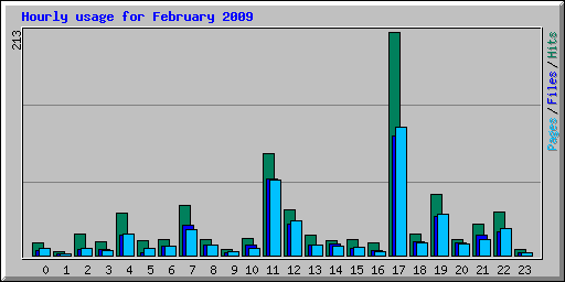 Hourly usage for February 2009