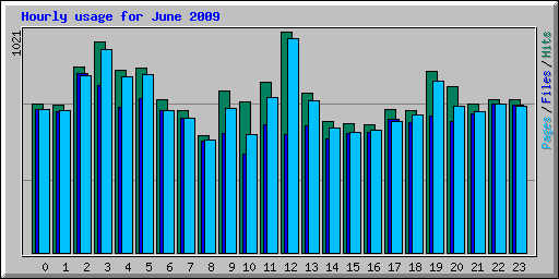 Hourly usage for June 2009