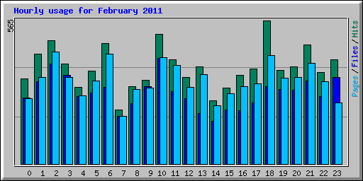 Hourly usage for February 2011